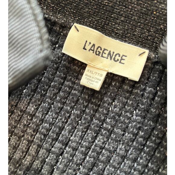 L’Agence Jinny Sequin Cardigan Black Metallic Knit Open Front Sweater - Picture 11 of 11